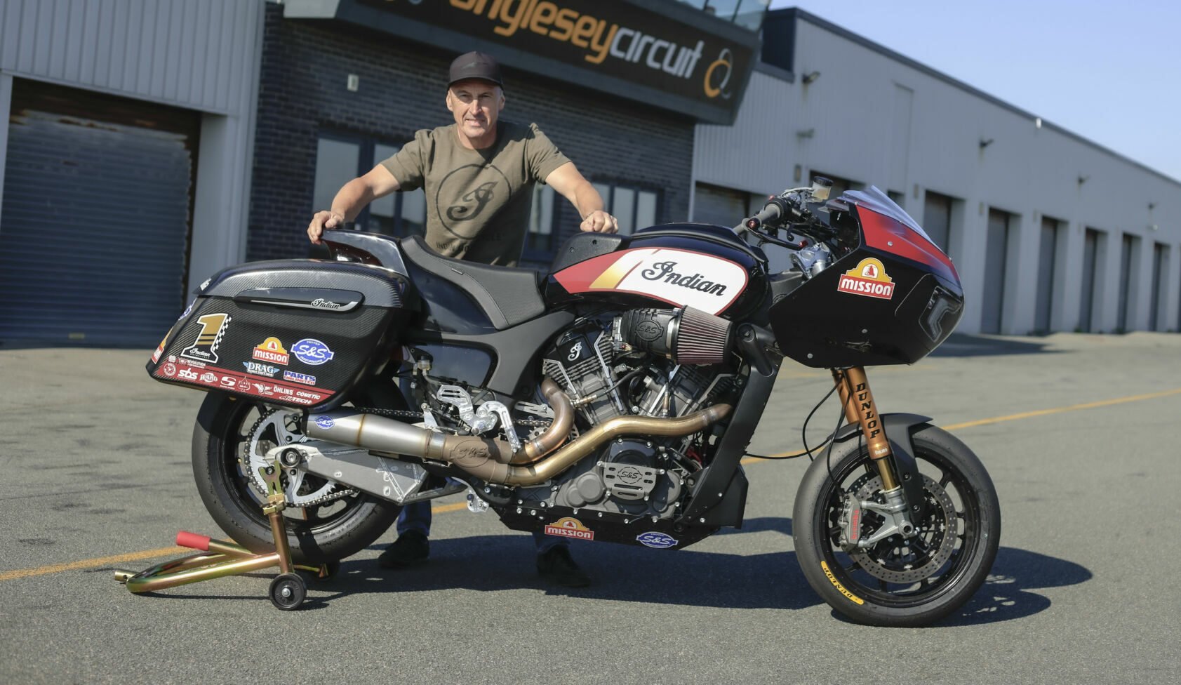 Jeremy McWilliams and an Indian Challenger RR racer-replica. Photo courtesy Indian Motorcycle.