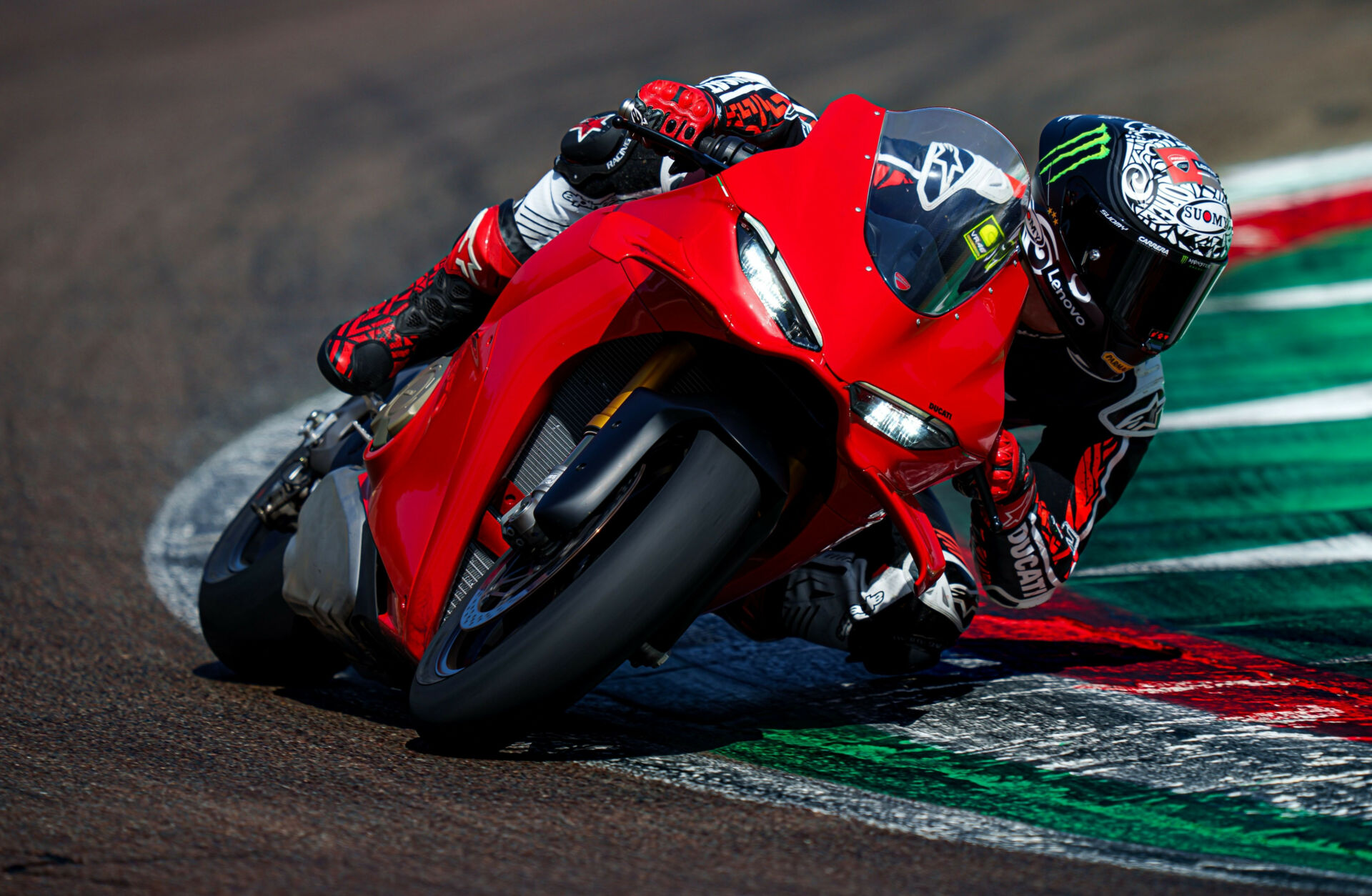 A 2025 Ducati Panigale V4 S being ridden by Francesco 