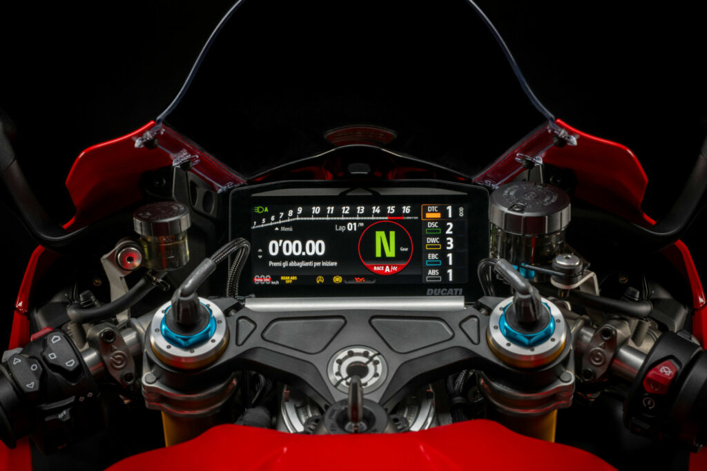 The cockpit of the the 2025 Ducati Panigale V4. Photo courtesy Ducati.