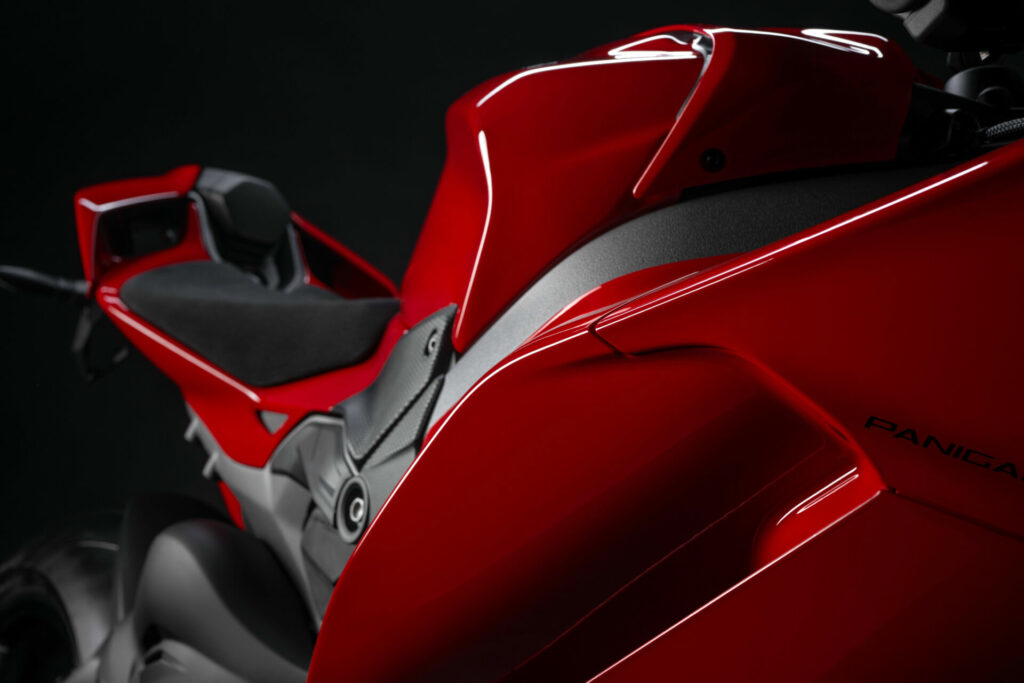The front frame of the 2025 Ducati Panigale V4 is more rigid and lighter. Photo courtesy Ducati.