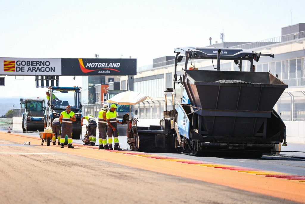 MotorLand Aragon being resurfaced. Photo courtesy WorldSBK.