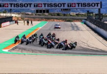 A World Superbike race start at MotorLand Aragon in 2023. Photo courtesy Dorna.