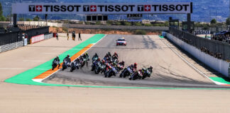 A World Superbike race start at MotorLand Aragon in 2023. Photo courtesy Dorna.