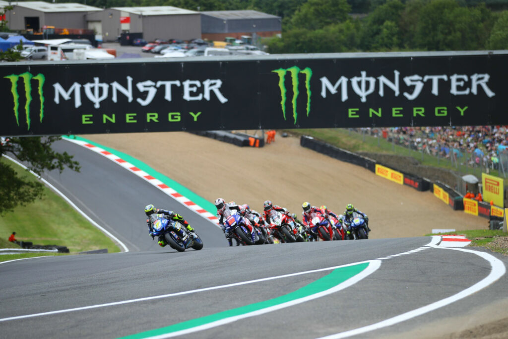 The start of British Superbike Race One Saturday at Brands Hatch. Photo courtesy MSVR.
