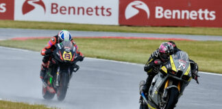 Storm Stacey (79) leads Lewis Rollo (8) Saturday at Snetterton. Photo courtesy MSVR.