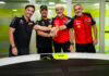 (From left) VR46 Racing Team Manager Pablo Nieto, VR46 Racing Team Director Alessio Salucci, Ducati Corse General Manager Gigi Dall'Igna, and Ducati Corse Sporting Director Mauro Grassilli. Photo courtesy Ducati.