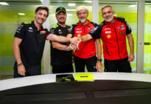 (From left) VR46 Racing Team Manager Pablo Nieto, VR46 Racing Team Director Alessio Salucci, Ducati Corse General Manager Gigi Dall'Igna, and Ducati Corse Sporting Director Mauro Grassilli. Photo courtesy Ducati.