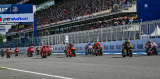 The start of the MotoGP Sprint race in Thailand in 2023. Photo courtesy Dorna.