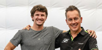 American Garrett Gerloff (left) with Puccetti Racing Team Owner Manuel Puccetti (right), Photo courtesy Kawasaki Motors Europe.