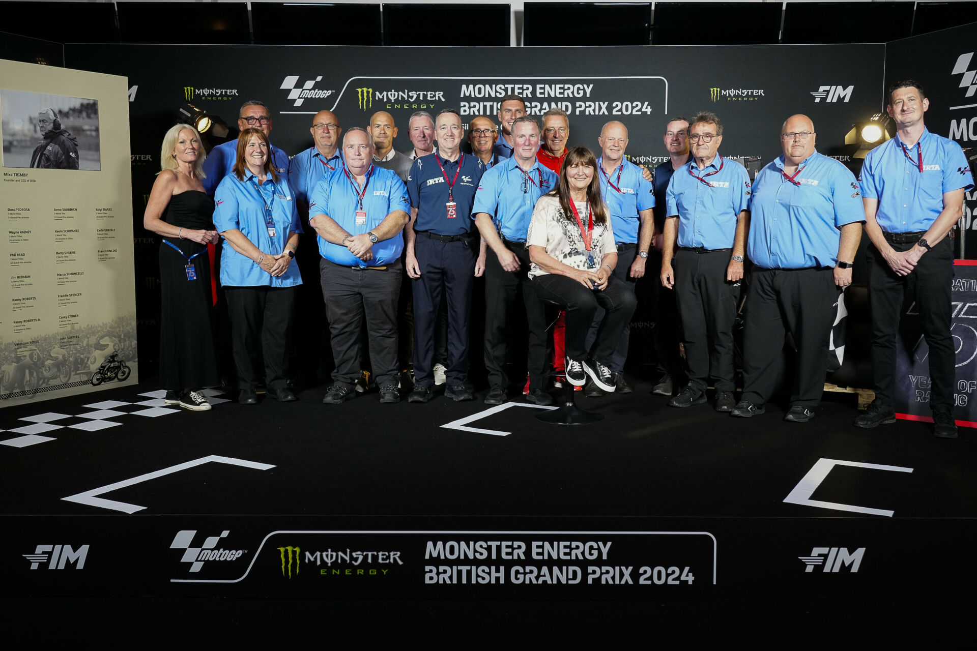IRTA staff members at the press conference officially inducting the late Mike Trimby into the MotoGP Hall of Fame with Trimby's widow Irene seated front and center. Photo courtesy Dorna.
