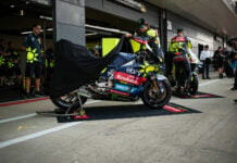 The Pertamina Enduro VR46 Racing Team prepare to unveil their special livery on pit lane at Silverstone. Photo courtesy VR46 Racing Team.