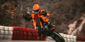 A 2025-model KTM 450 SMR at speed. Photo courtesy KTM.