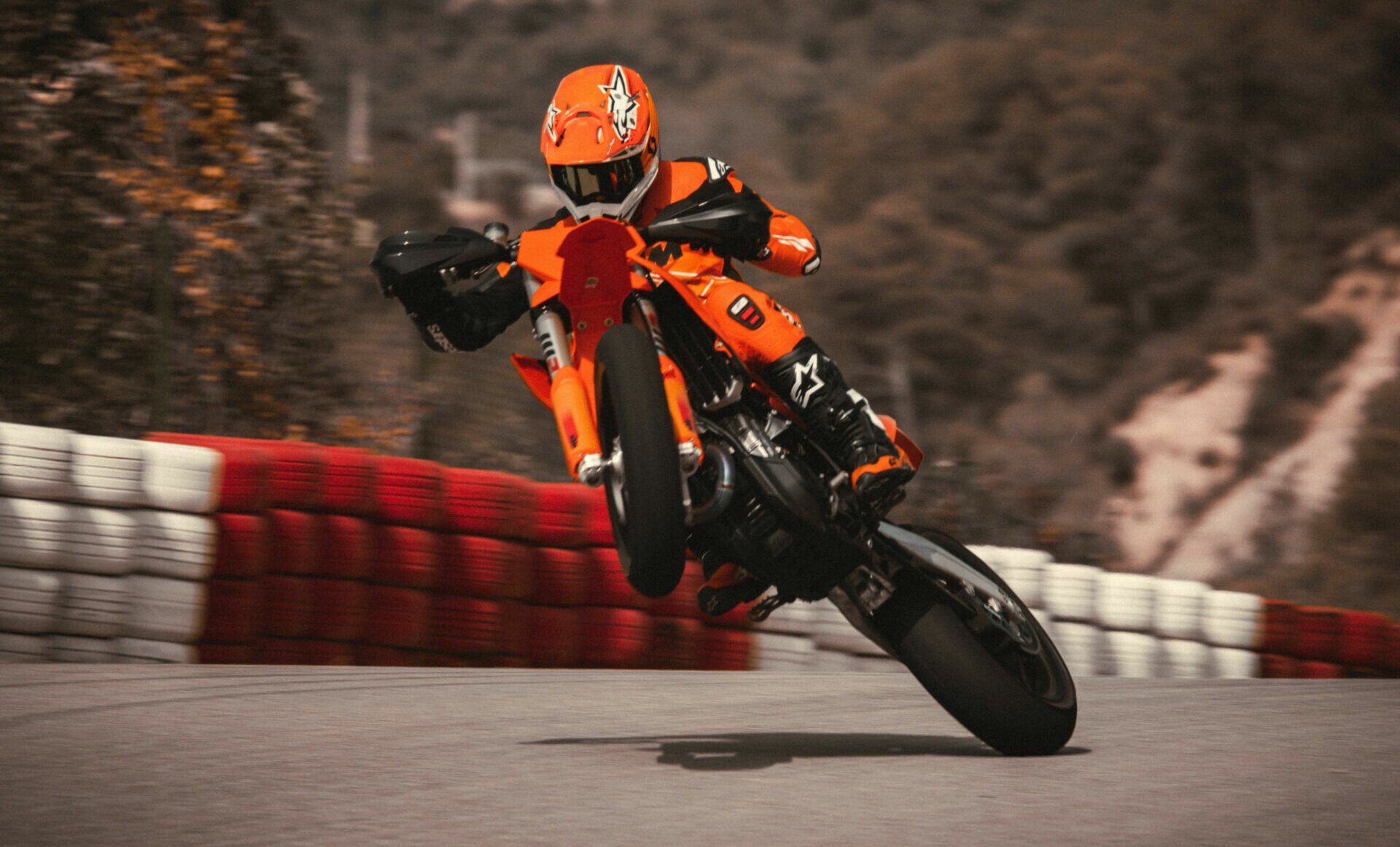 A 2025-model KTM 450 SMR at speed. Photo courtesy KTM.