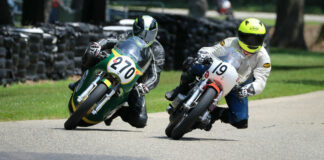 Rob Hall (270) and Christopher Spargo (19) each won an AHRMA Vintage Cup race at Blackhawk Farms Raceway. Photo by Craig Chawla, courtesy AHRMA.