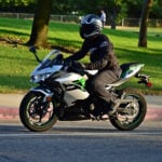 The Kawasaki Ninja e-1 is similar in performance to a full-size scooter and solves the problem of where a rider can their electric motorcycle if they don't own a garage. Photo by Sandy Gougis.