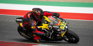 Dr. Carl Price, MD (532) in action at the Mugello Circuit, during an Aprilia RS 660 Trofeo event at a round of the CIV/Italian National Championship. Photo courtesy Dr. Carl Price.