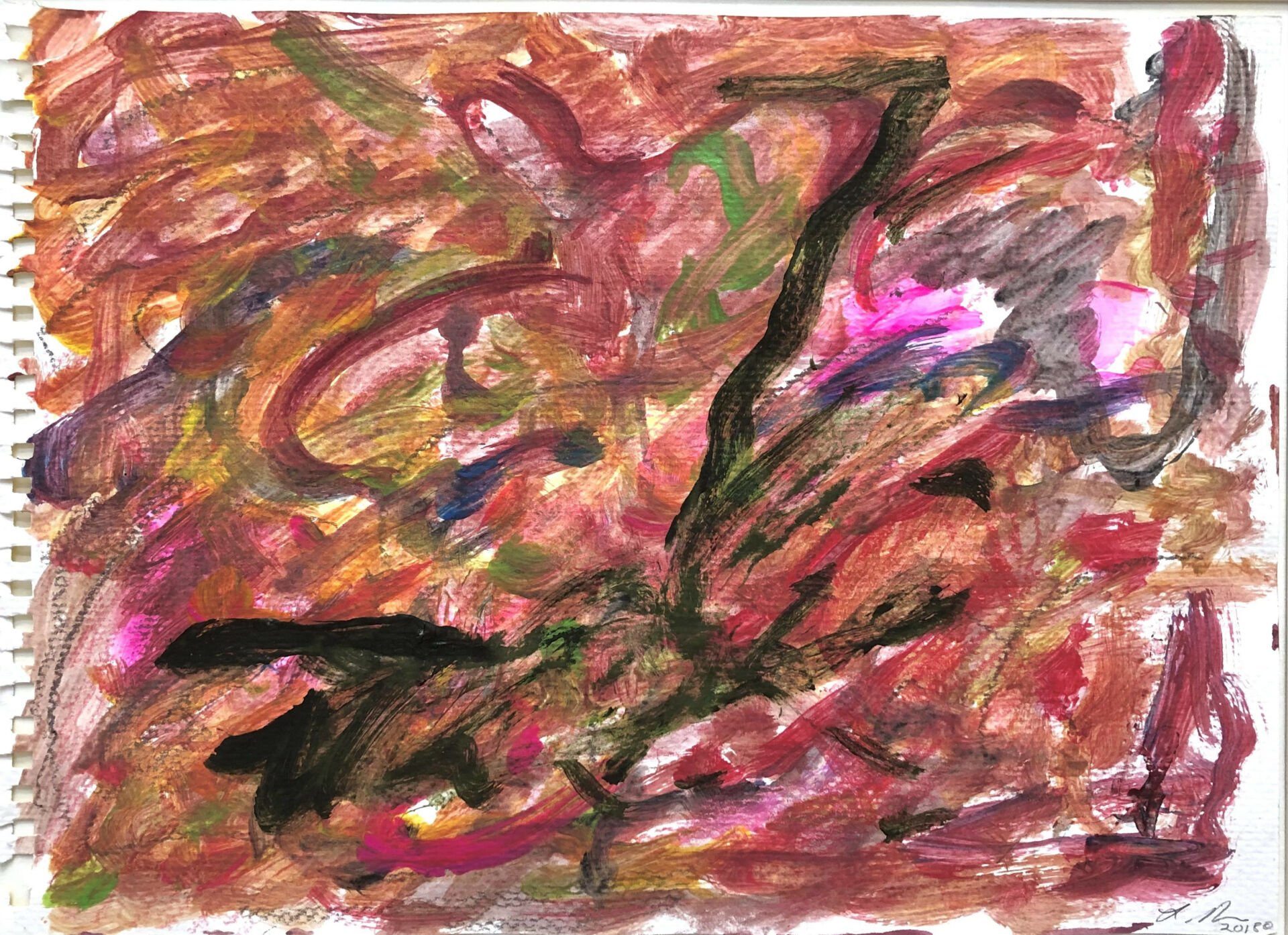 This Larry Poons original 2018 matted-and-framed watercolor and pencil on paper piece of art will be auctioned during the Barber Vintage Festival to benefit AHRMA. Image courtesy AHRMA.