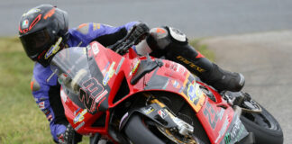 Pole position for the final round of the 2024 CSBK season went to Alex Dumas (23) after the Ducati rider topped BS Battery Pole Position qualifying Friday at Shannonville Motorsport Park. Photo by Rob O'Brien, courtesy CSBK.