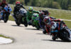 Ben Young (1) will have the usual suspects and a few more to contend with at Canadian Tire Motorsport Park this weekend as he tries to secure his fourth CSBK championship. Pictured behind Young are four of his closest challengers for round five - Alex Dumas, Jordan Szoke (101), Torin Collins (71), and Sam Guerin (2). Photo by Rob O'Brien, courtesy CSBK.