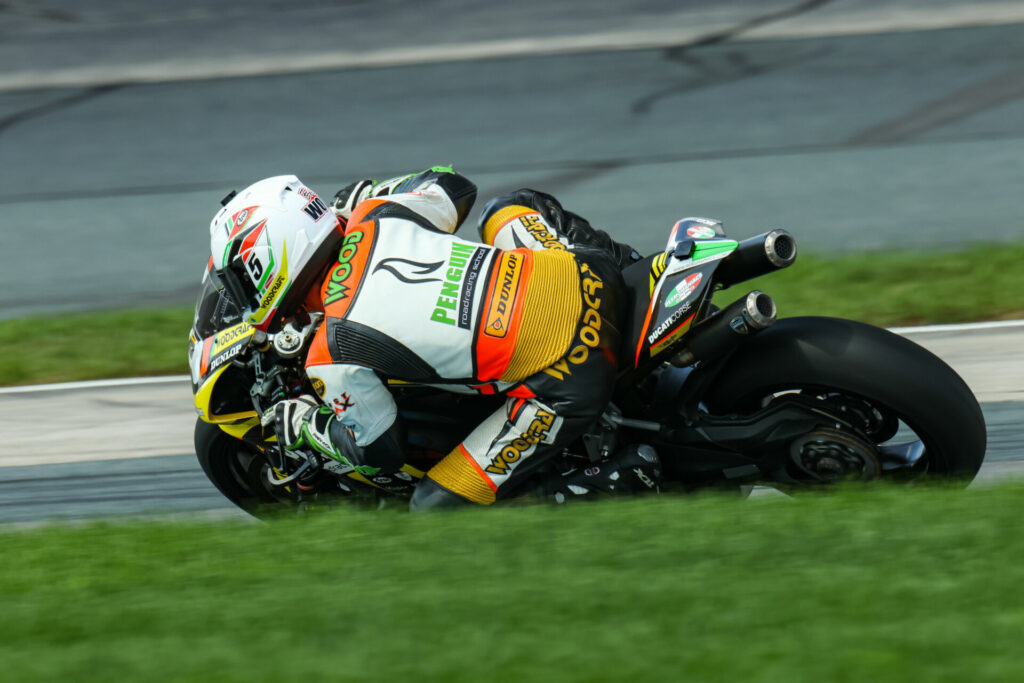 Eric Wood (5) at speed on his Ducati Panigale V2. Photo by Sam Draiss, courtesy NEMRR.