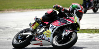 Mahdi Salem tucked the front end of his Ohvale early in race one on Saturday, but went on to take a comfortable win in the GP 190 class at Road America's Briggs & Stratton Motorplex in Elkhart Lake, Wisconsin. Photo by Larry Lawrence, courtesy MotoAmerica.