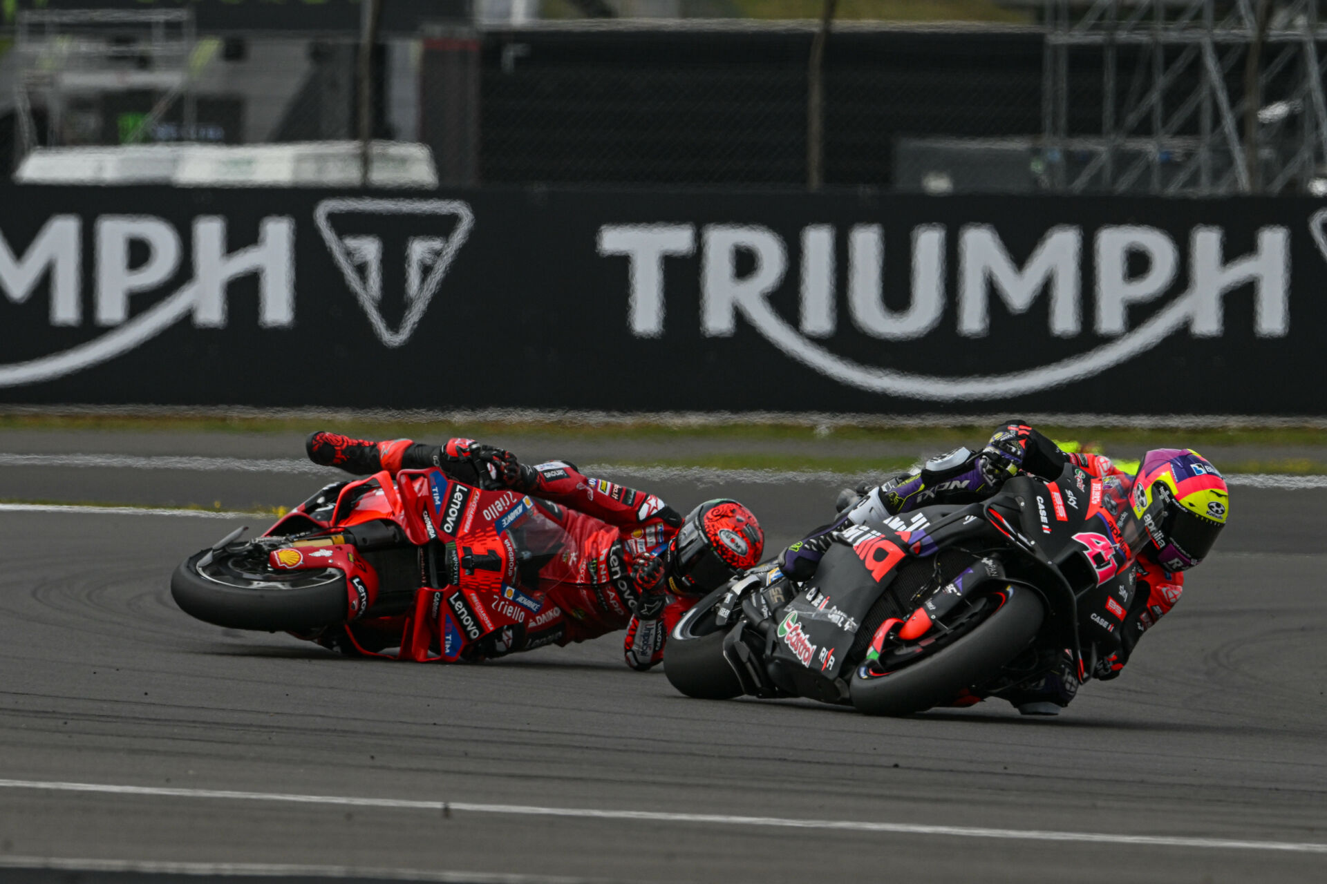 Francesco Bagnaia (1) crashed out while running fourth in the Sprint Race. Photo courtesy Dorna.