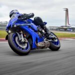 The 2025 Yamaha YZF-R1 comes with new KYB front forks, new Brembo front brakes, and new carbon-fiber aerodynamic wings. Photo courtesy Yamaha Motor Corp., U.S.A.