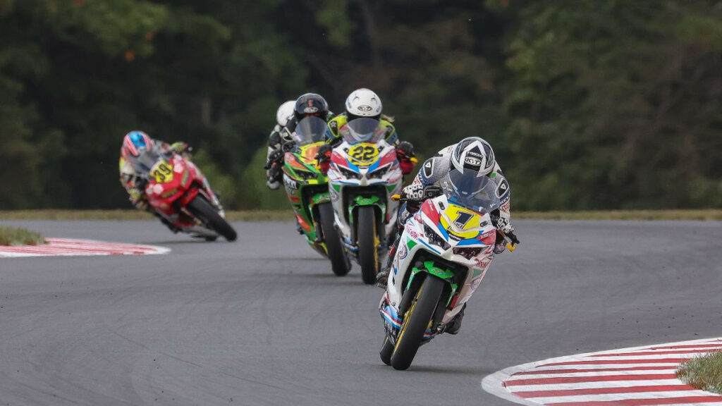 Avery Dreher (1) won Saturday's Junior Cup race at NJMP. Dreher's sister Ella (22) finished fourth. Photo by Brian J. Nelson.