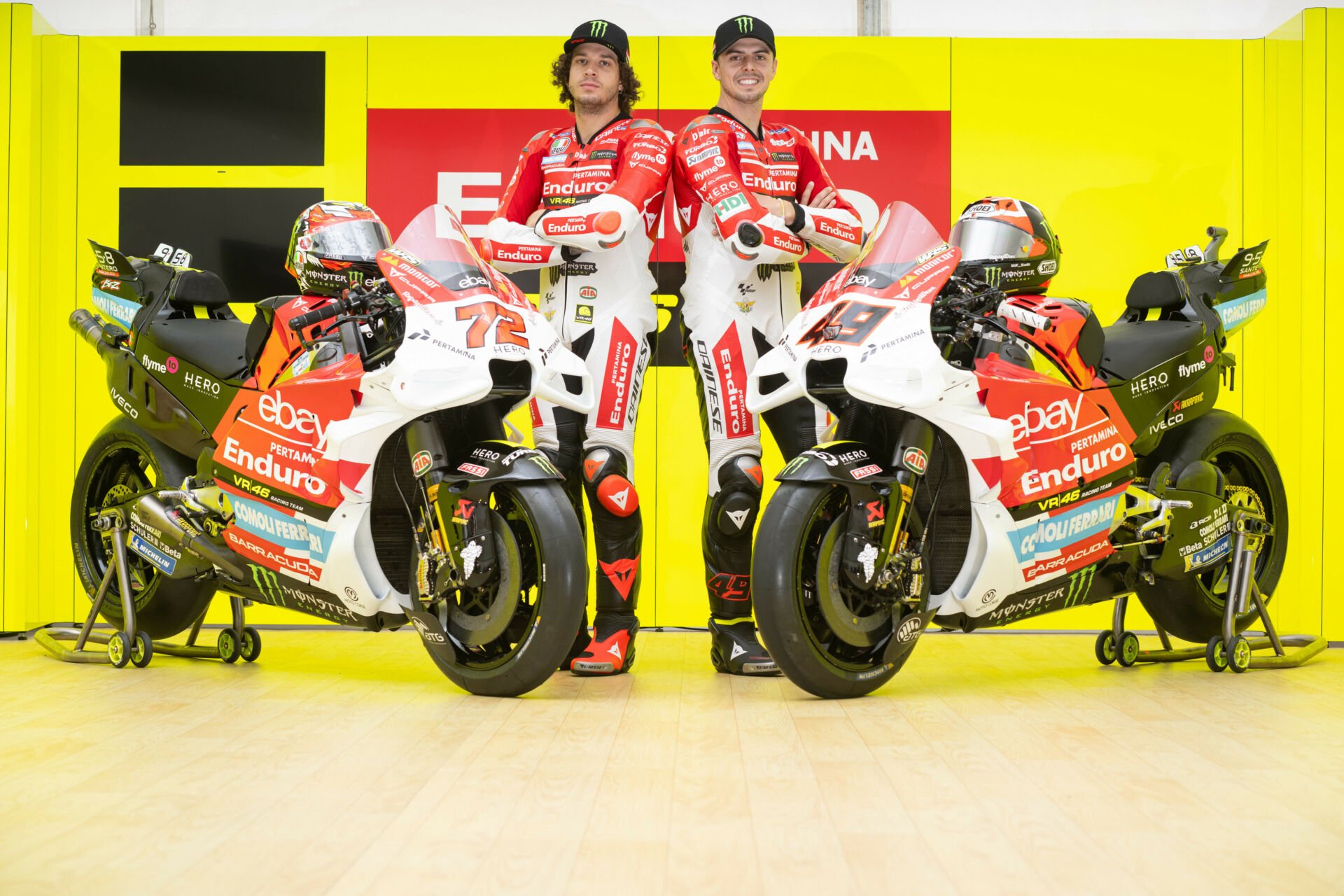 Pertamina Enduro VR46 Racing Team's Marco Bezzecchi (left) and Fabio Di Giannantonio (right). Photo courtesy Pertamina Enduro VR46 Racing Team.