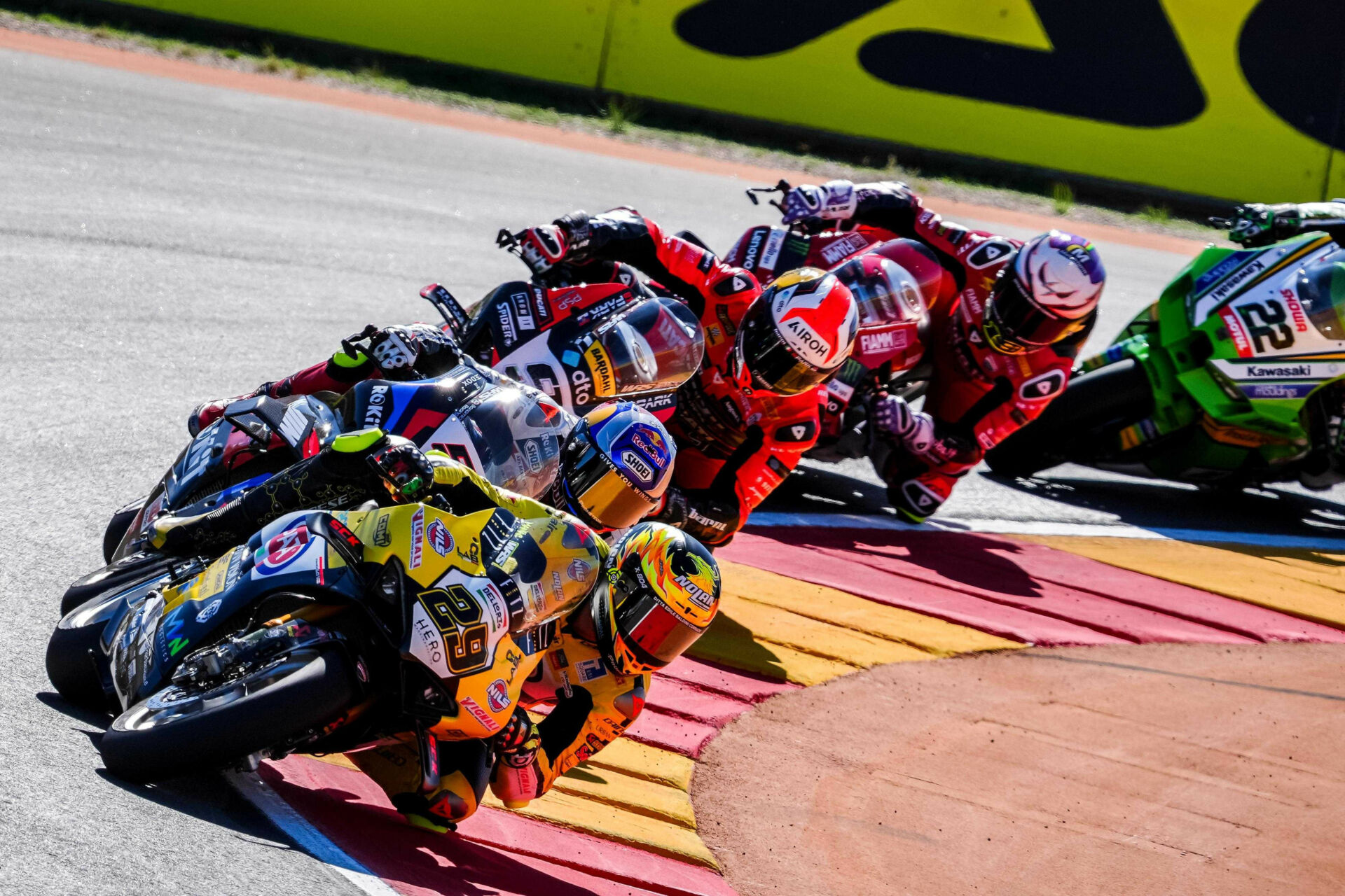 Andrea Iannone (29) leads at MotorLand Aragon. Photo courtesy Dorna.