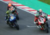 Glenn Irwin (2), Josh Brookes (25), Kyle Ryde (77), and Lee Jackson (14) battle for the lead at Oulton Park. Photo courtesy MSVR.