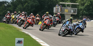 The start of MotoAmerica Superbike Race Two at Barber Motorsports Park in 2024. Photo by Brian J. Nelson.