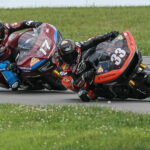 Kyle Wyman (33) and Troy Herfoss (17) are battling for the Mission King Of The Baggers Championship. Photo by Brian J. Nelson, courtesy MotoAmerica.