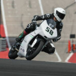 A Krämer test rider wearing a Rev'It! suit while testing the Krämer APX-350 MA prototype at the Circuit of The Americas. Photo by Brian J. Nelson, courtesy Krämer Motorcycles.