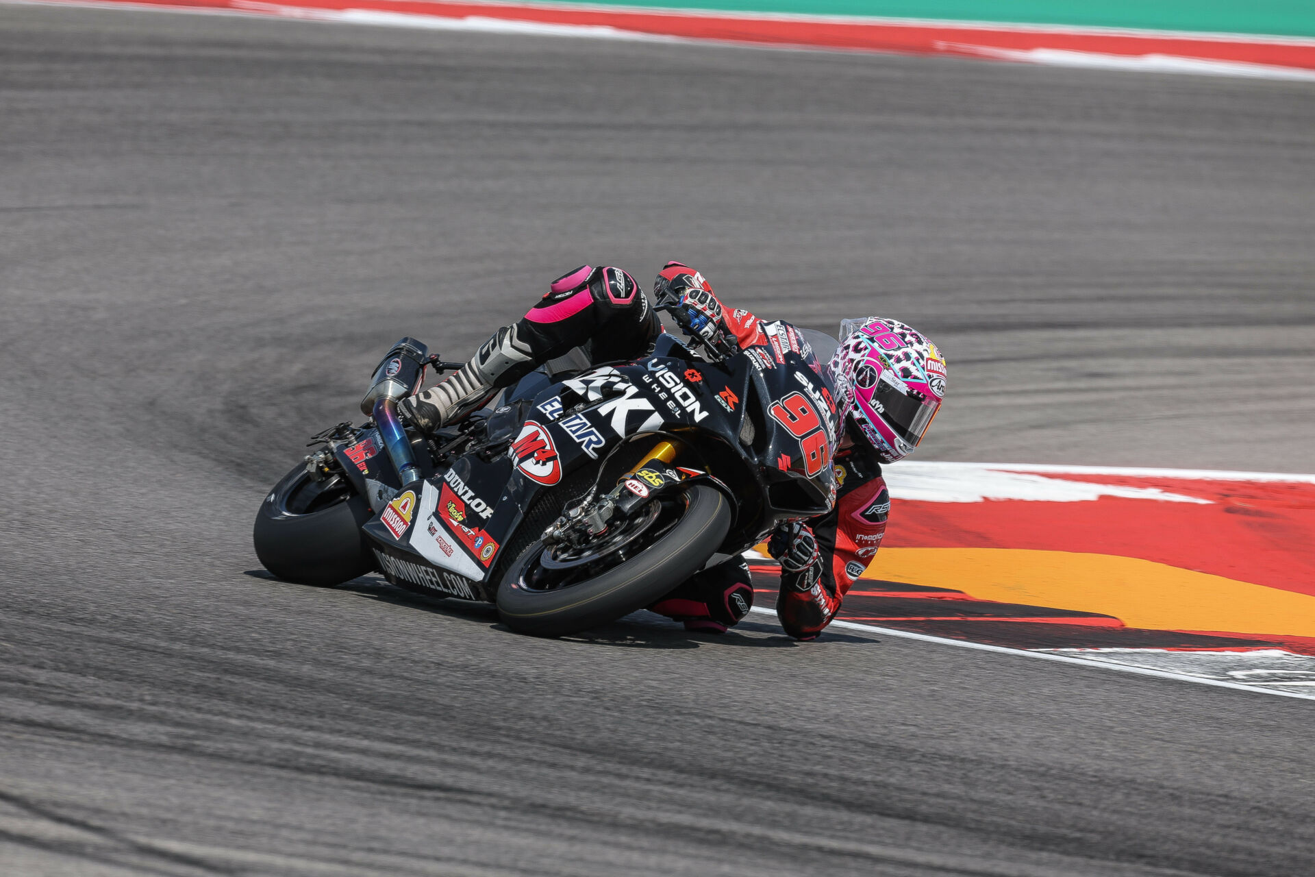 Brandon Paasch (96) ran inside the top 10 all weekend on his GSX-R1000R. Photo by Brian J. Nelson, courtesy Suzuki Motor USA.