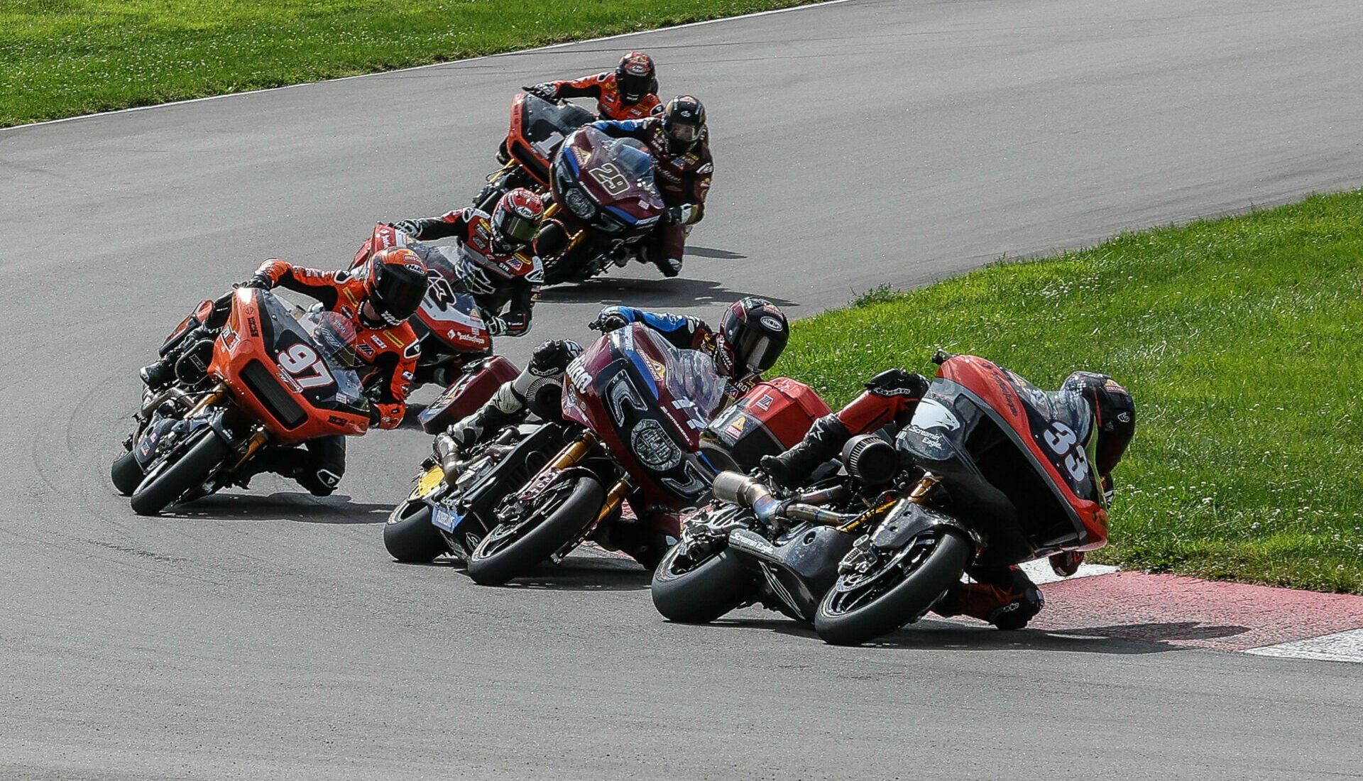 Will it be Kyle Wyman (33) or Troy Herfoss (17) taking the 2024 Mission King Of The Baggers title in the season finale at New Jersey Motorsports Park, September 27-29. Photo by Brian J. Nelson.