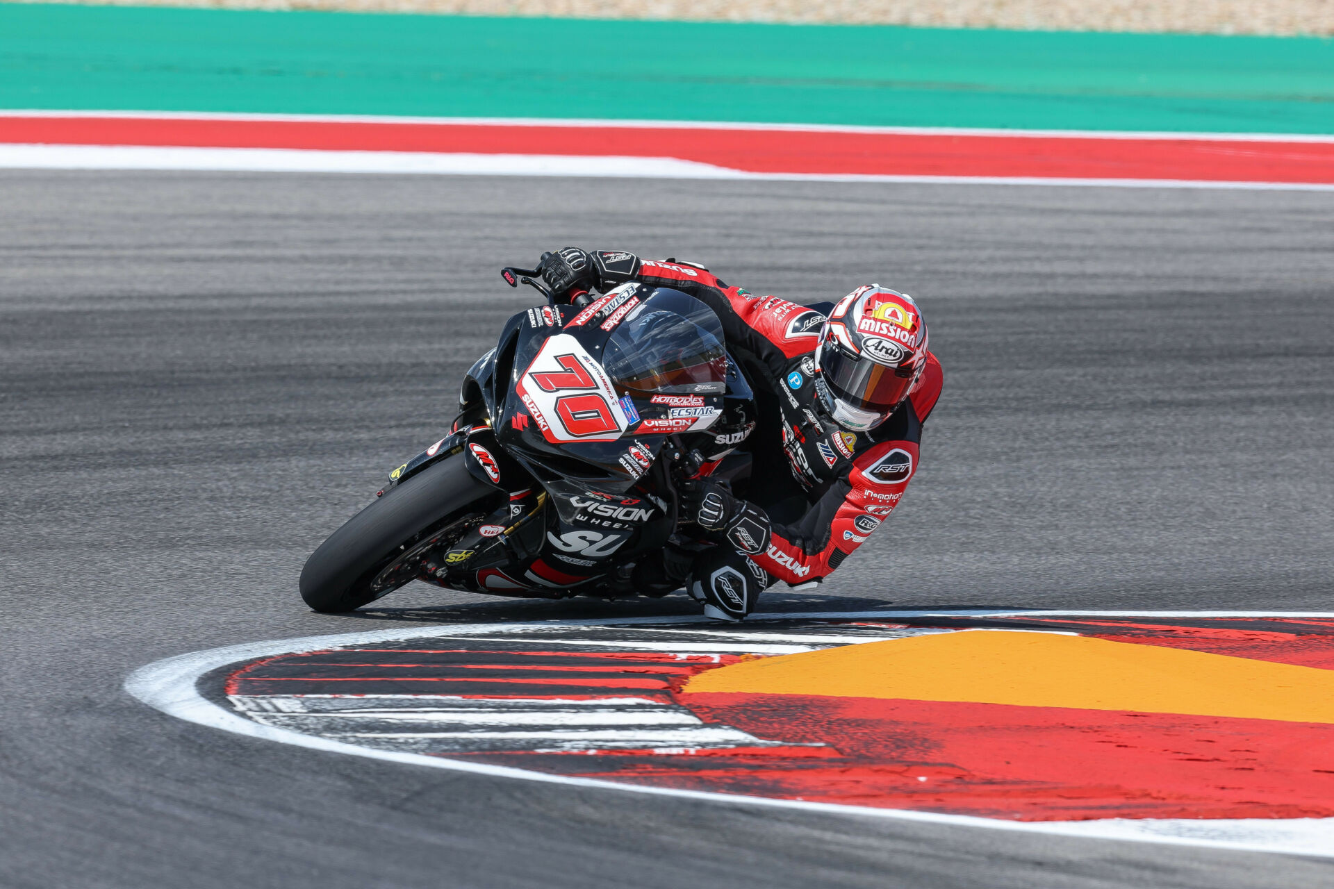 Tyler Scott (70) earned his spot on the podium on Sunday aboard the next-generation GSX-R750. Photo by Brian J. Nelson, courtesy Suzuki Motor USA.