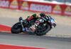 Rossi Moor in action during MotoAmerica Twins Cup Race 2 at Circuit of the Americas, riding a Vision Wheel M4 ECSTAR Suzuki GSX-8R built by Team Hammer. Photo by Brian J. Nelson.