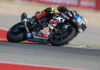 Rossi Moor in action during MotoAmerica Twins Cup Race 2 at Circuit of the Americas, riding a Vision Wheel M4 ECSTAR Suzuki GSX-8R built by Team Hammer. Photo by Brian J. Nelson.