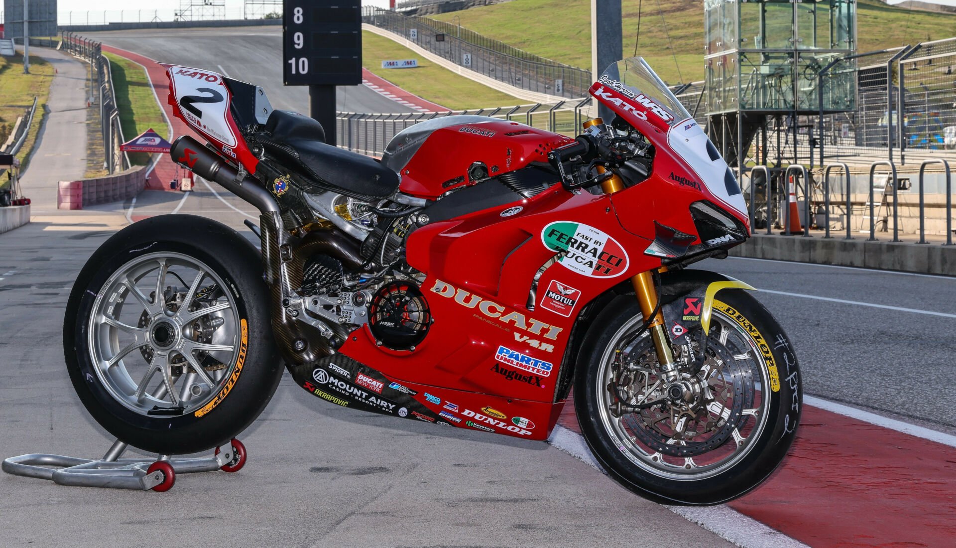 Josh Herrin's Fast By Ferracci-themed Warhorse HSBK Racing Ducati Panigale V4 R Superbike. Photo by Brian J. Nelson.