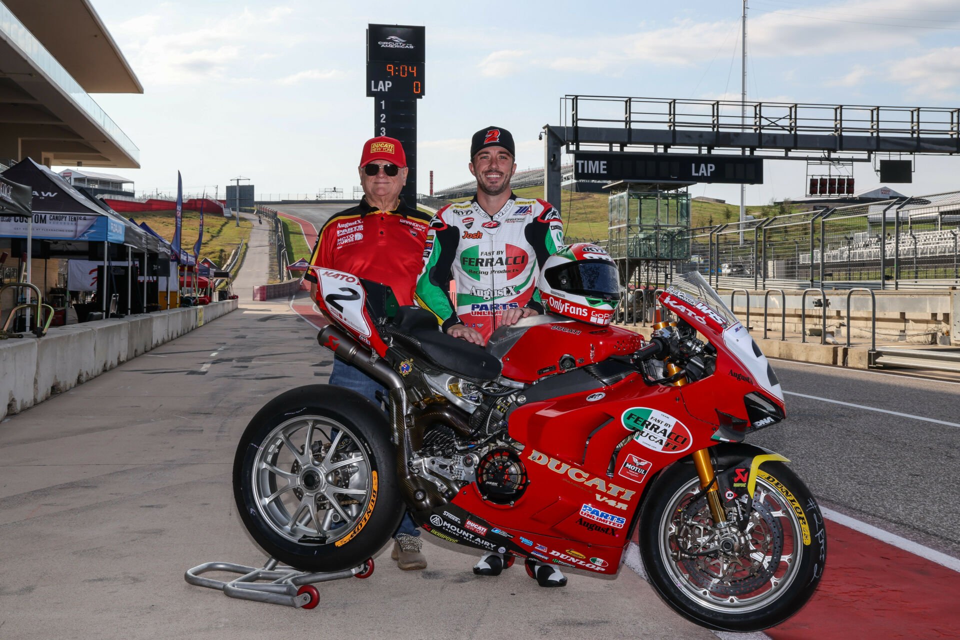 Eraldo Ferracci (left) and Josh Herrin (right), who will also wear Alpinestars leathers made to resemble the leathers worn by Troy Corser in 1994. Photo by Brian J. Nelson.