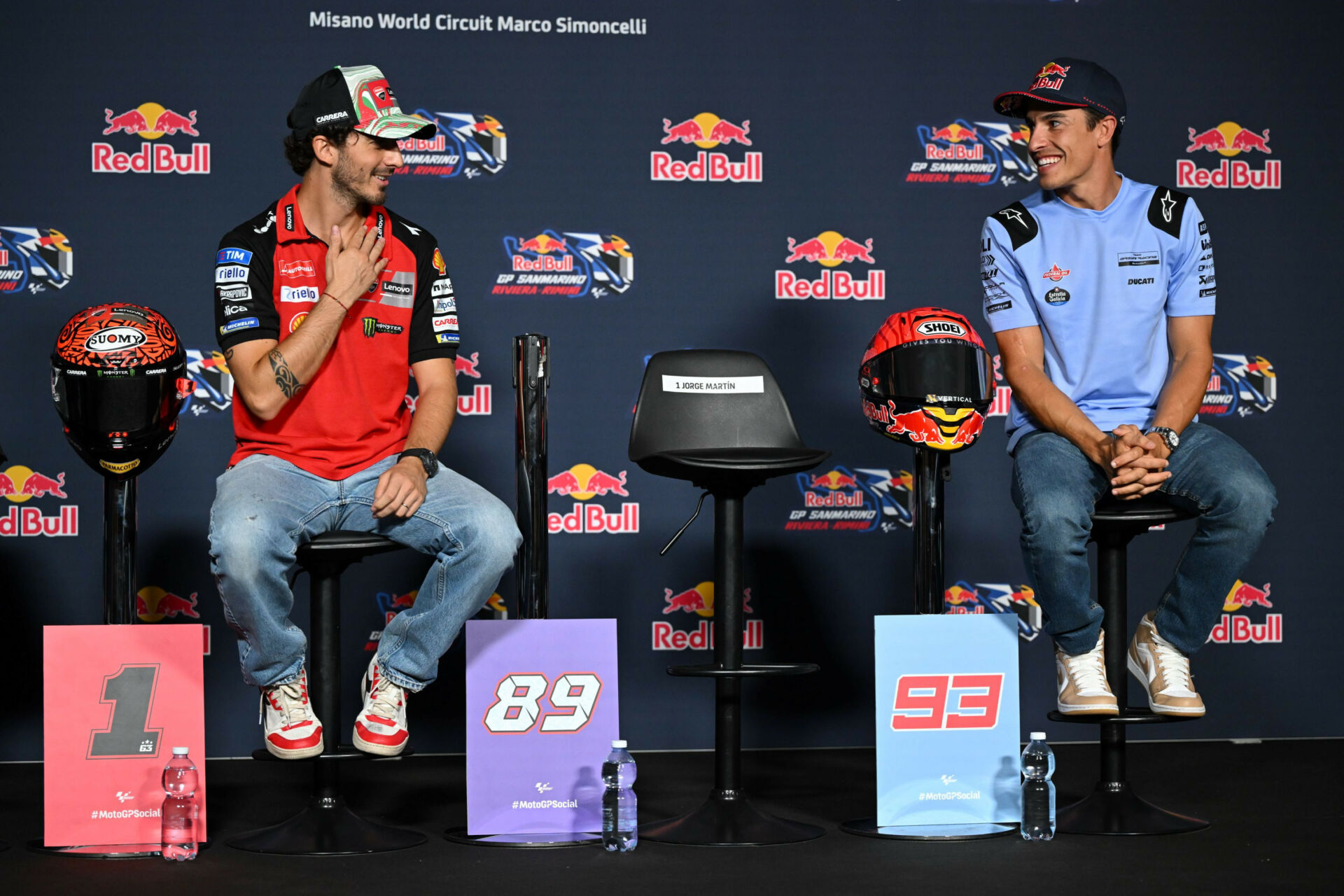 Francesco Bagnaia (left) and Marc Marquez (right). Photo courtesy Dorna.