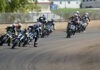 Jared Mees (1) leads the field during the first AFT SuperTwins main event at the Springfield Mile doubleheader. Photo by Tim Lester, courtesy AFT.