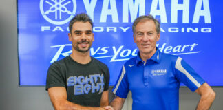 Miguel Oliveira (left) and Lin Jarvis (right). Photo courtesy Yamaha.