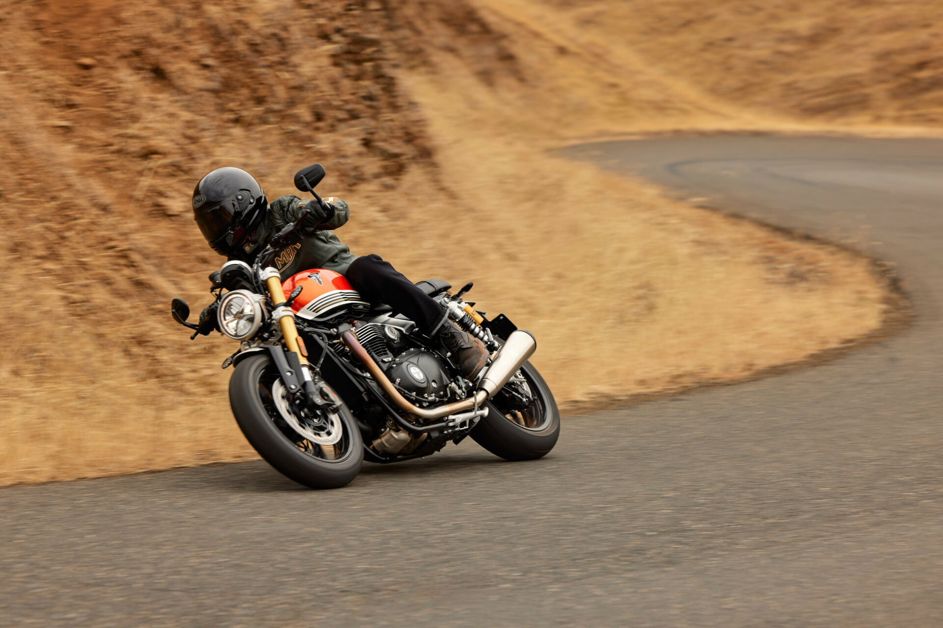 A 2025 Triumph Speed Twin 120 RS at speed. Photo courtesy Triumph.