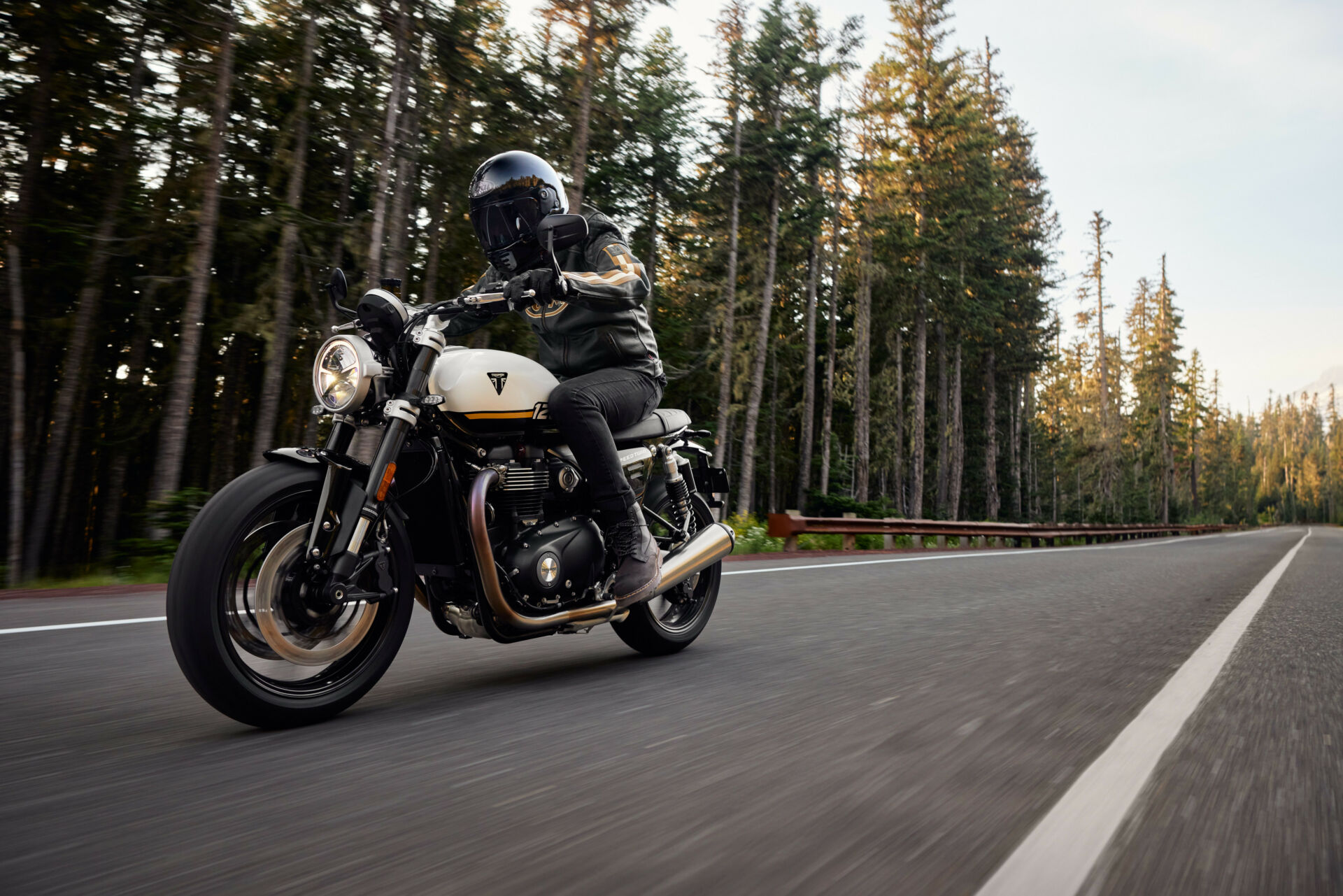 A 2025 Triumph Speed Twin 1200 at speed. Photo courtesy Triumph.