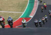 Josh Herrin (2) leads Cameron Beaubier (6), Sean Dylan Kelly (40), and the rest of the field at the start of MotoAmerica Superbike Race Three at COTA. Photo by Brian J. Nelson.