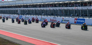 The start of the MotoGP Tissot Sprint race at Mandalika International Street Circuit in 2023. Photo courtesy Dorna.