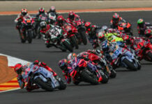 The start of the Tissot Sprint race Saturday at MotorLand Aragon. Photo courtesy Dorna.