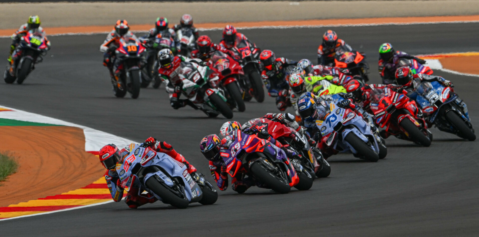 The start of the Tissot Sprint race Saturday at MotorLand Aragon. Photo courtesy Dorna.